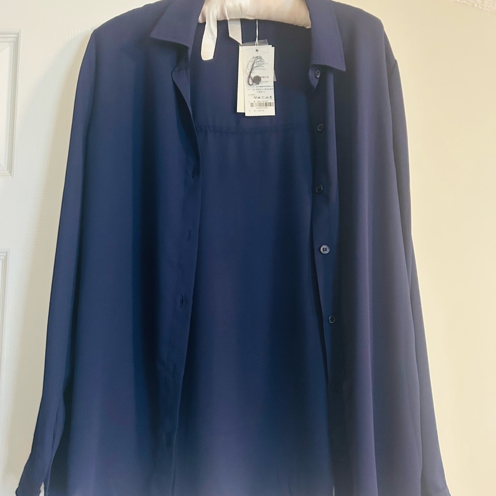 Classic Navy Women's Button Down Shirt